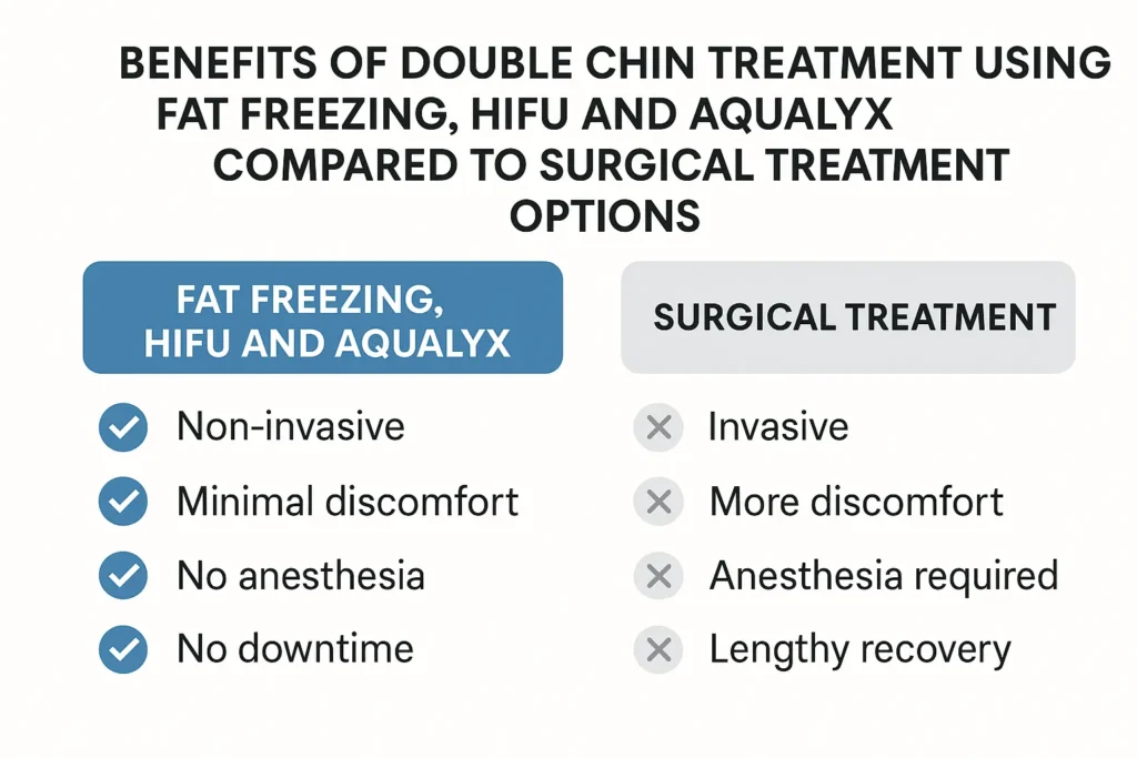 Graphic about the benefits of double chin treatment Lower Sydenham - from LA LIPO