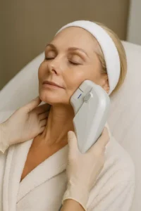 Woman receiving HIFU non surgical facelift treatment Lower Sydenham
