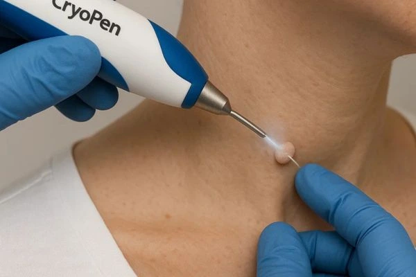 Person receiving Cryotherapy skin tag removal Lower Sydenham