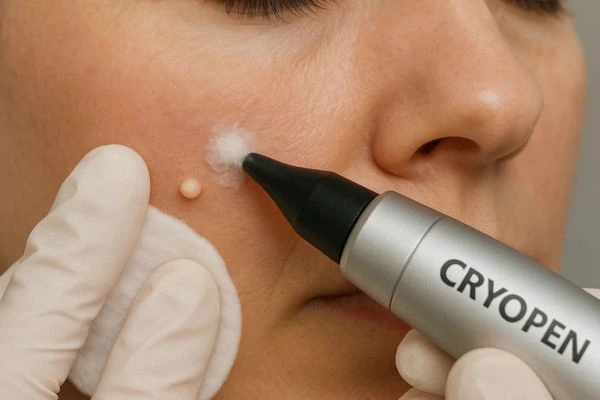 Woman receiving milia removal treatment Lower Sydenham